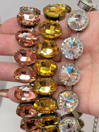 Anna Wintour Style Necklaces | Rose Peach Yellow Clear Georgian Collet Chokers | Riviere Necklace