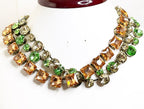 Anna Wintour Style Necklaces | Rose Peach Peridot Crystal Georgian Collet Statement Chokers