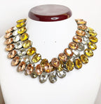 Yellow Rose Peach Crystal Georgian Collet Chokers, Rhinestone Choker, Riviere Necklace, Anna Wintour Necklace, Statement Layering Chokers