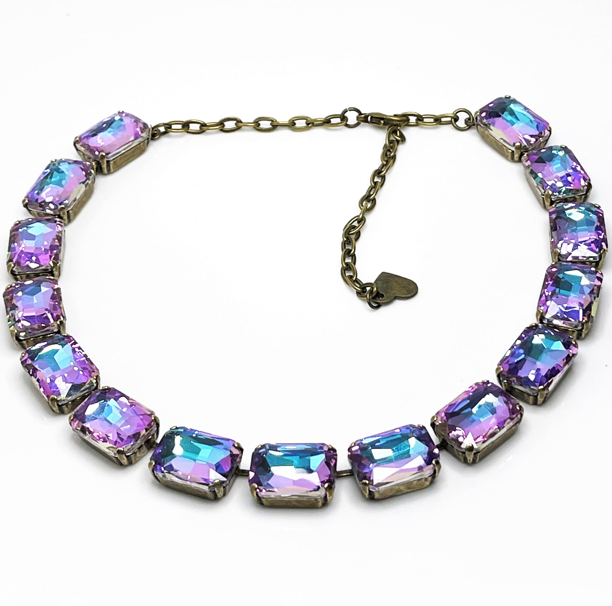 Rainbow Anna Wintour Necklace, Georgian Collet, Purple Crystal Choker, Riviere Necklace, Statement Necklace, Layering Chokers