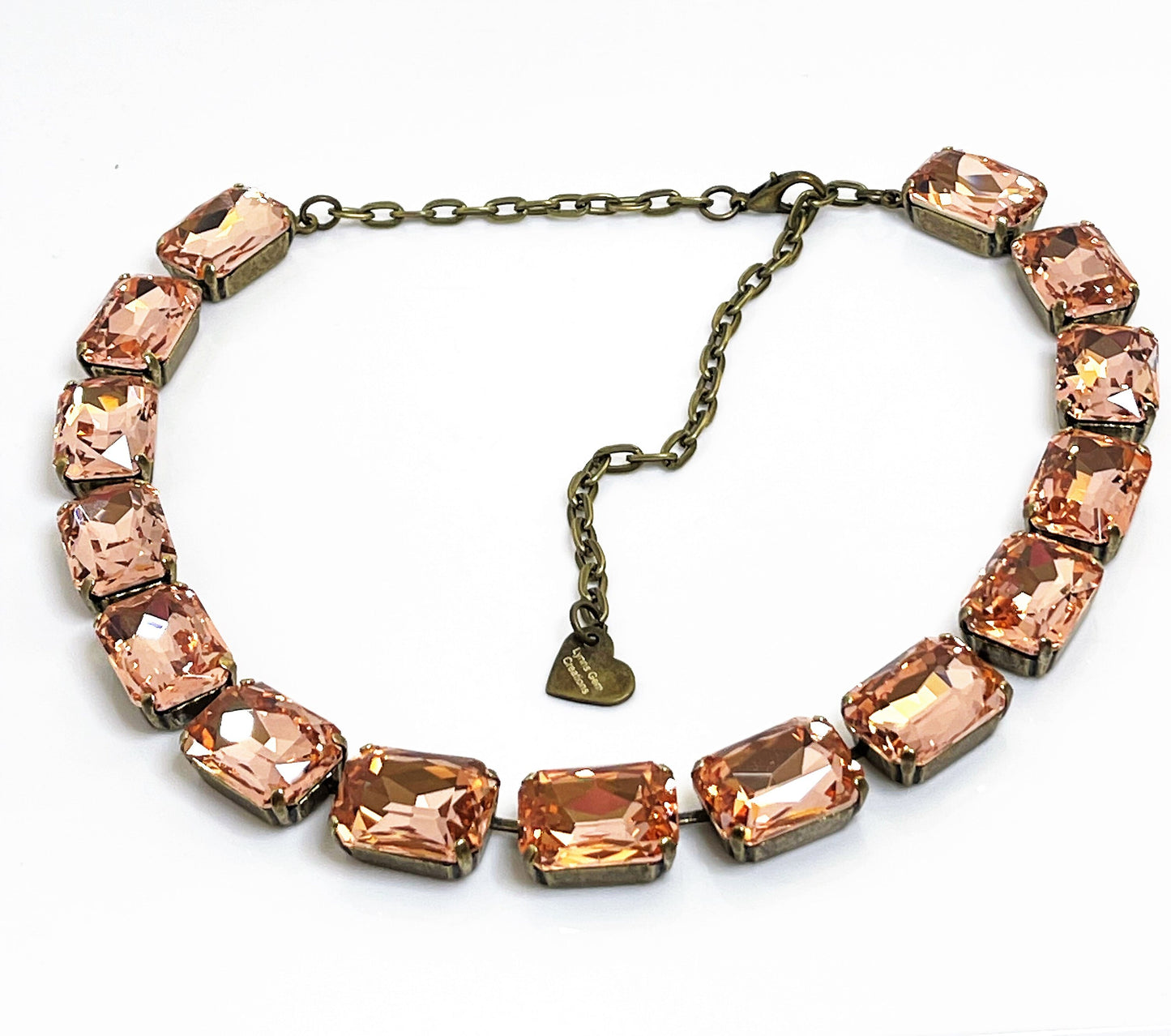 Peach Georgian Collet Necklace, Premium Crystal, Anna Wintour Style, Light Silk Riviere, Statement Necklace, Layering Chokers