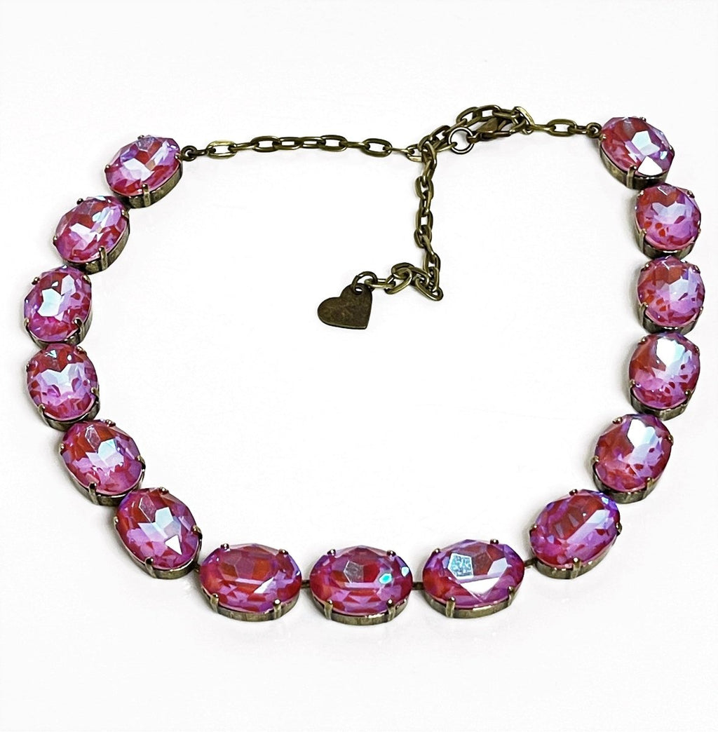 Purple Pink Rainbow Georgian Collet Necklace, Premium Crystal, Anna Wintour Style, Blue Purple Riviere, Statement Necklace, Layering Chokers