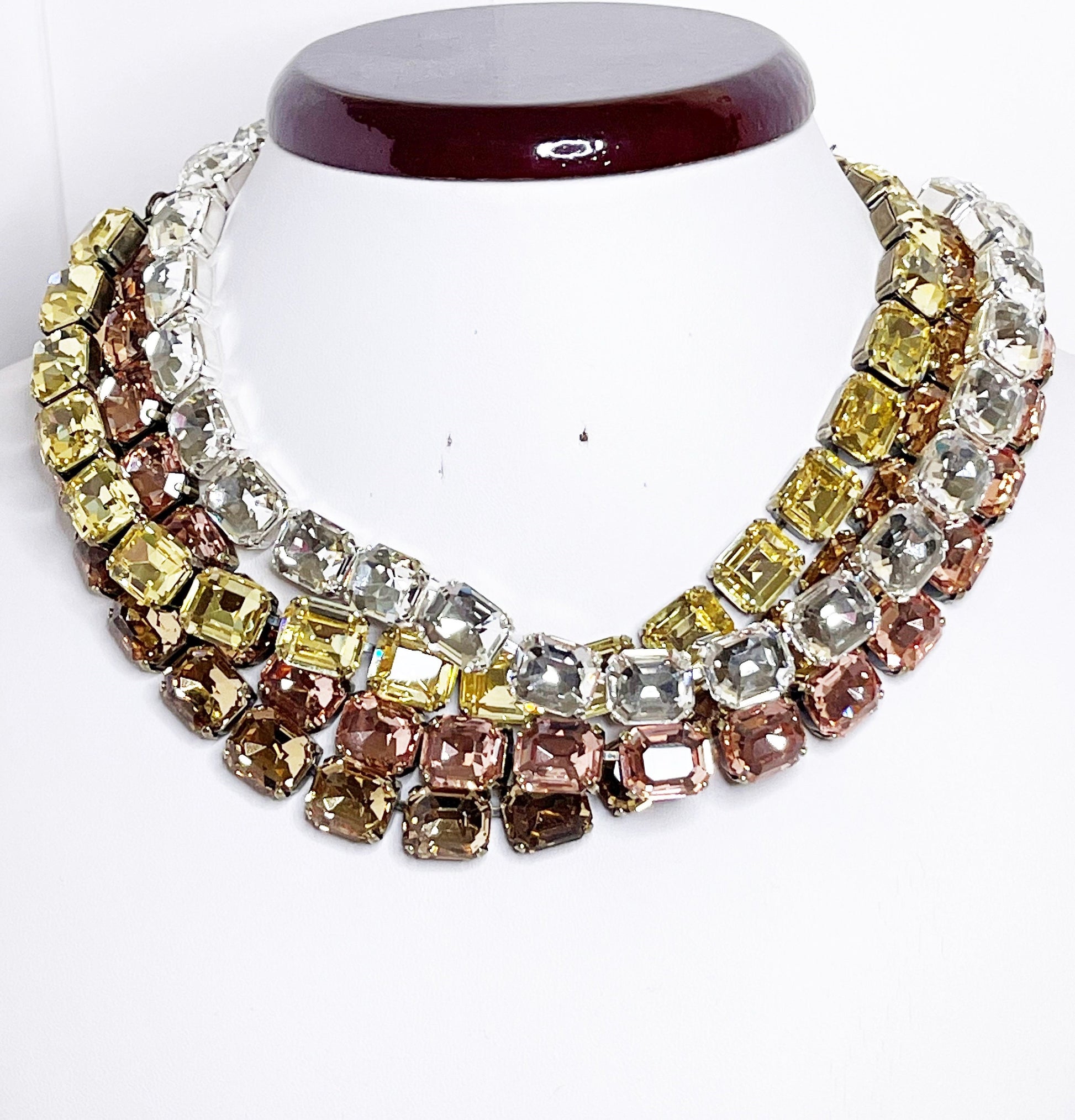 Yellow Peach Georgian Collet Necklace | Premium Crystal | Anna Wintour Style | Layering Chokers