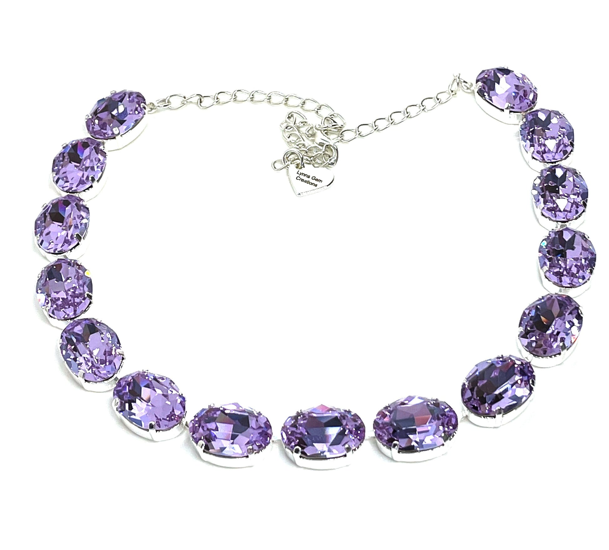 Violet Multicolour Austrian Crystal Necklaces, Georgian Collet, Anna Wintour Style, Purple Riviere, Statement Necklace, Oval Layering Chokers