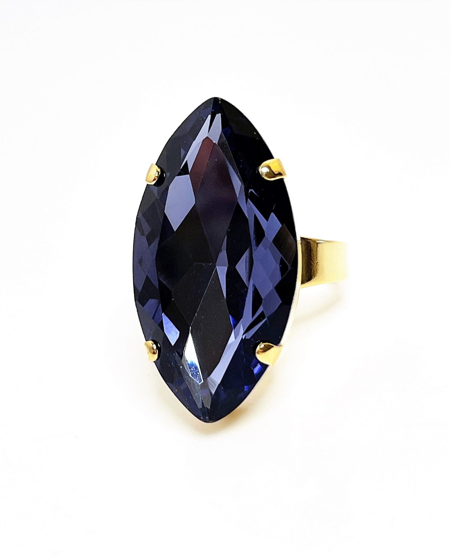 Tanzanite Crystal Ring | Large Purple Statement Ring | Gold Plated