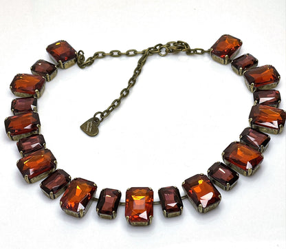 Anna Wintour Necklace, Wine Red Burnt Orange Georgian Collet, Statement Choker, Vintage Choker, Riviere Necklace, Necklaces for Women