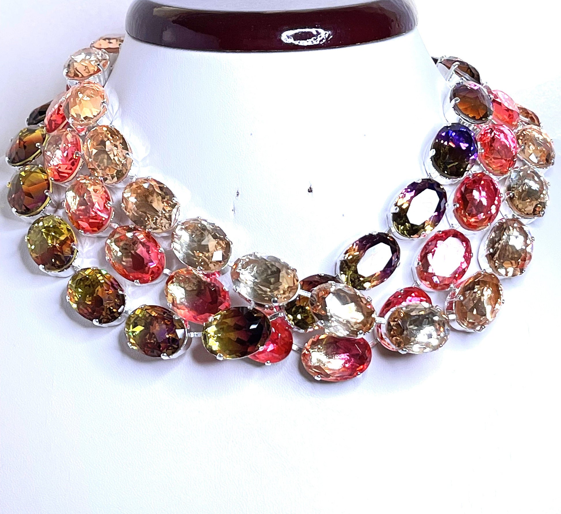 Tourmaline Georgian Collet Necklace, Purple Gold Crystal Choker, Riviere Necklace, Statement Necklace, Layering Chokers