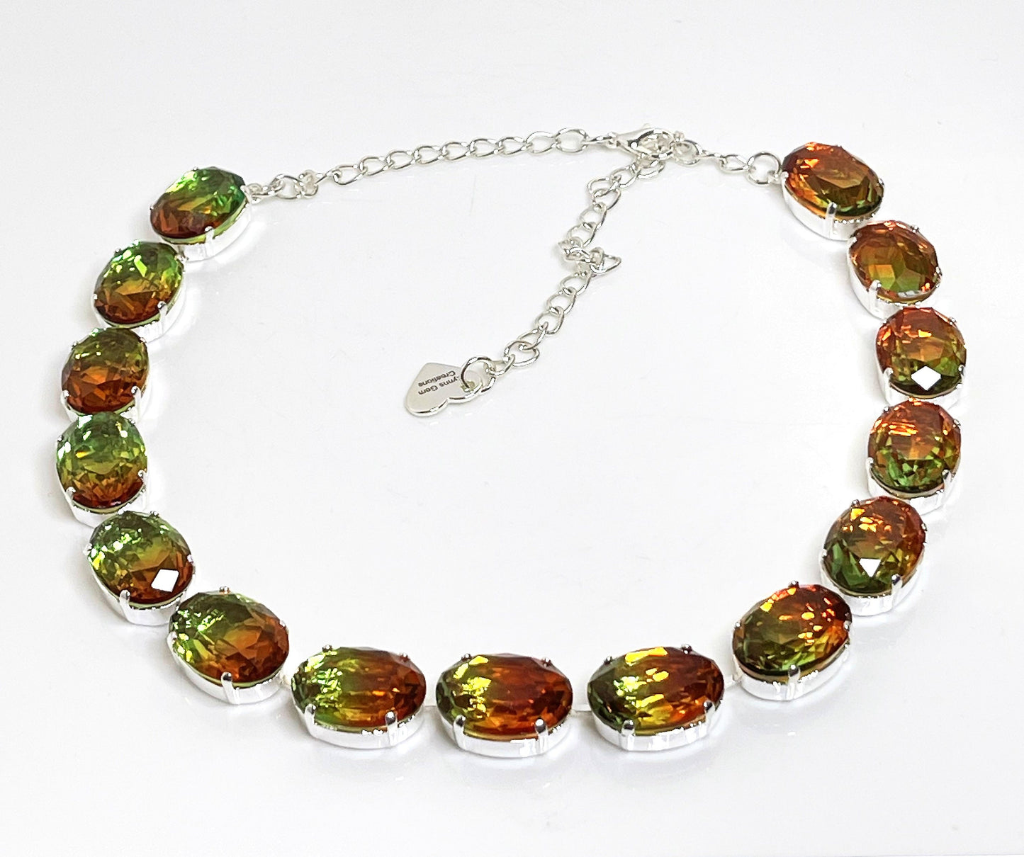 Anna Wintour Necklace, Tourmaline Georgian Collet, Green Orange Crystal Choker, Riviere Necklace, Statement Necklace, Layering Chokers