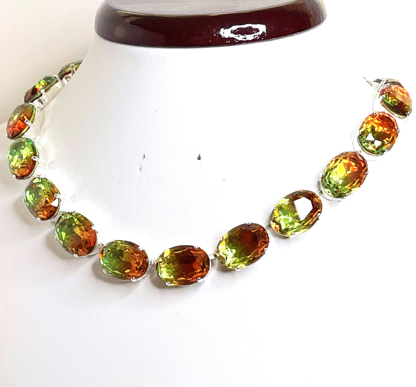 Anna Wintour Necklace, Tourmaline Georgian Collet, Purple Green Gold Crystal Choker, Riviere Necklace, Statement Necklace, Layering Chokers