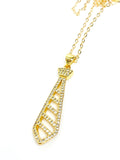 Gold Neck Tie Crystal Necklace | Neck Tie Pendants