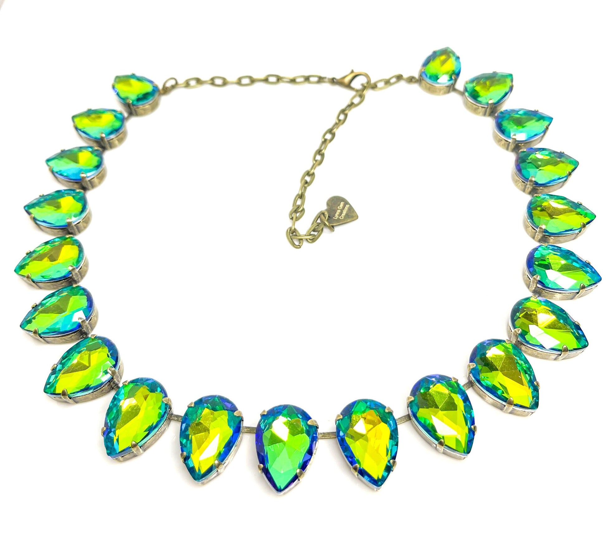 Yellow Green Crystal Georgian Collet Necklace, Anna Wintour Style, Vintage Statement Rhinestone Choker, Green Riviere, Necklace for Women