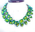 Green Yellow Crystal Georgian Collet Necklace | Statement Rhinestone Choker