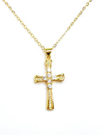 Gold CZ Crystal Cross Necklace | Cross Jewellery| 14kt Gold Filled