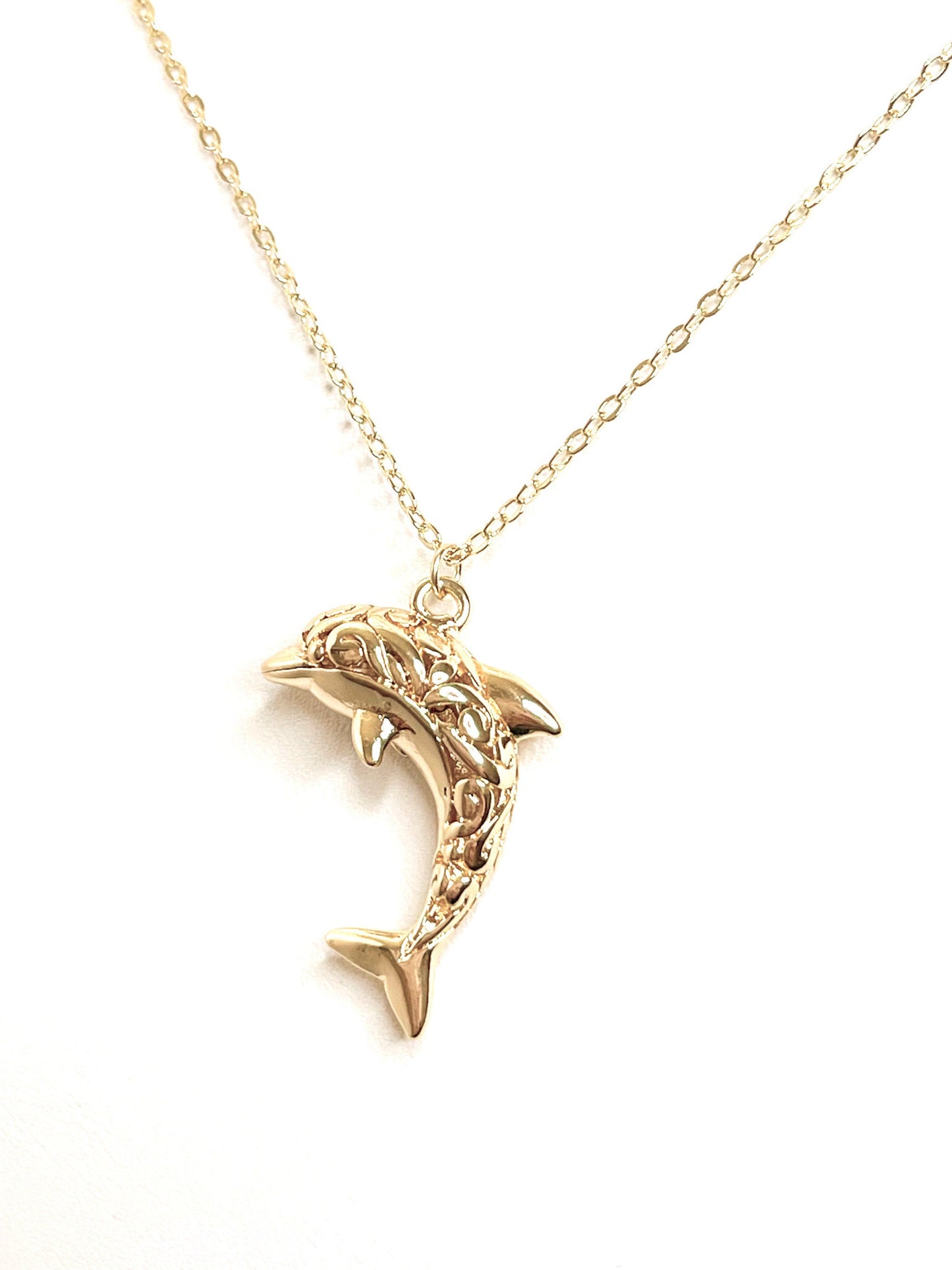  Gold Dolphin Crystal Necklace | Delicate Dolphin Jewelry | Gold CZ Pendant | Dolphin Lovers Gift