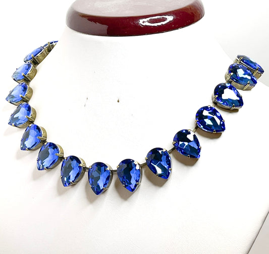 Sapphire Crystal Necklace, Anna Wintour Style, Georgian Collet, Blue Statement Choker, Riviere Necklace, Necklaces For Women