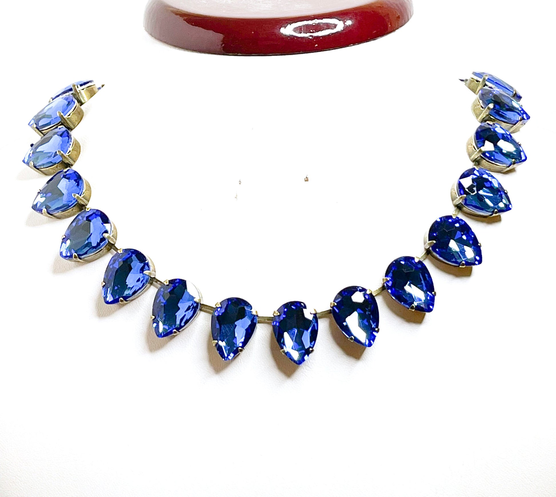 Sapphire Crystal Necklace, Anna Wintour Style, Georgian Collet, Blue Statement Choker, Riviere Necklace, Necklaces For Women