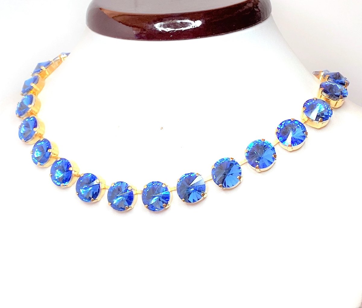 Light Sapphire Blue Crystal Necklace | Anna Wintour Style | Statement Riviere Necklaces 