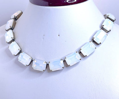 Anna Wintour Necklace, White Opal Georgian Collet, Rainbow Crystal Choker, Riviere Necklace, Statement Necklace, Layering Chokers