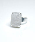 Ice White Crystal Ring | Silver Plated | Rectangle Statement Ring