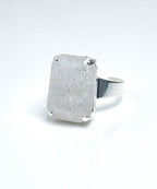 Ice White Crystal Ring | Silver Plated | Rectangle Statement Ring