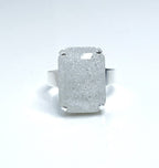  Ice White Crystal Ring | Silver Plated | Rectangle Statement Ring