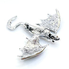 Large Black Teal Flying Dragon Brooch with Crystals | Gothic Fashion Brooch