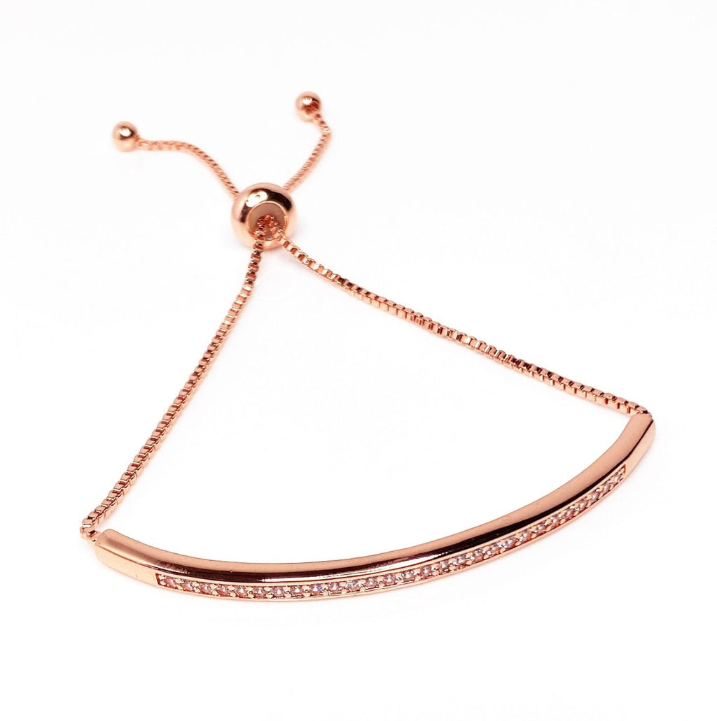 Crystal Bar Adjustable Bracelet | Gold Silver Rose Gold Plated | Slider Bracelet