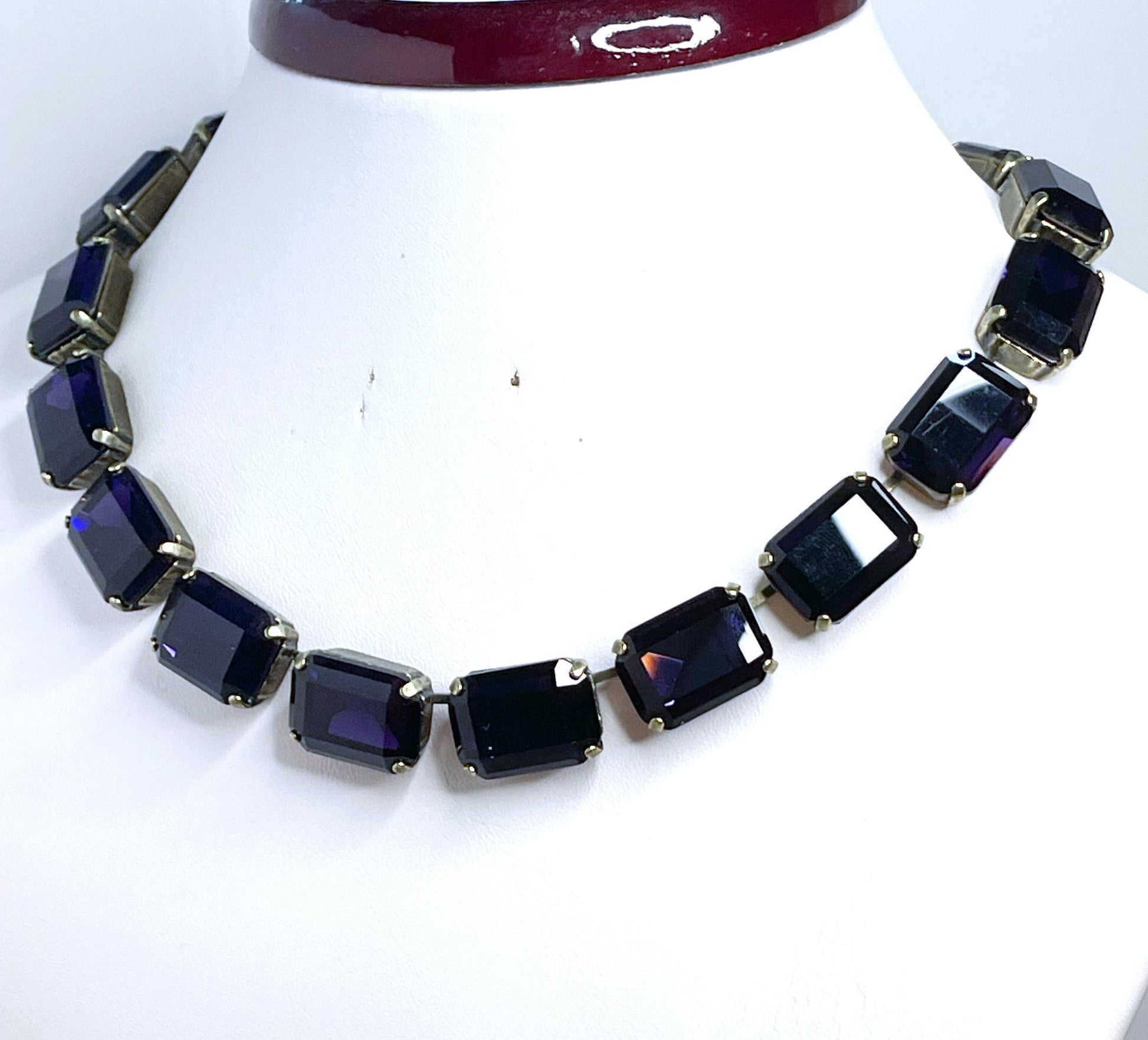 Purple Red Georgian Collet Necklaces, Crystal Choker, Anna Wintour Style, Riviere Necklace, Statement Necklace, Layering Chokers