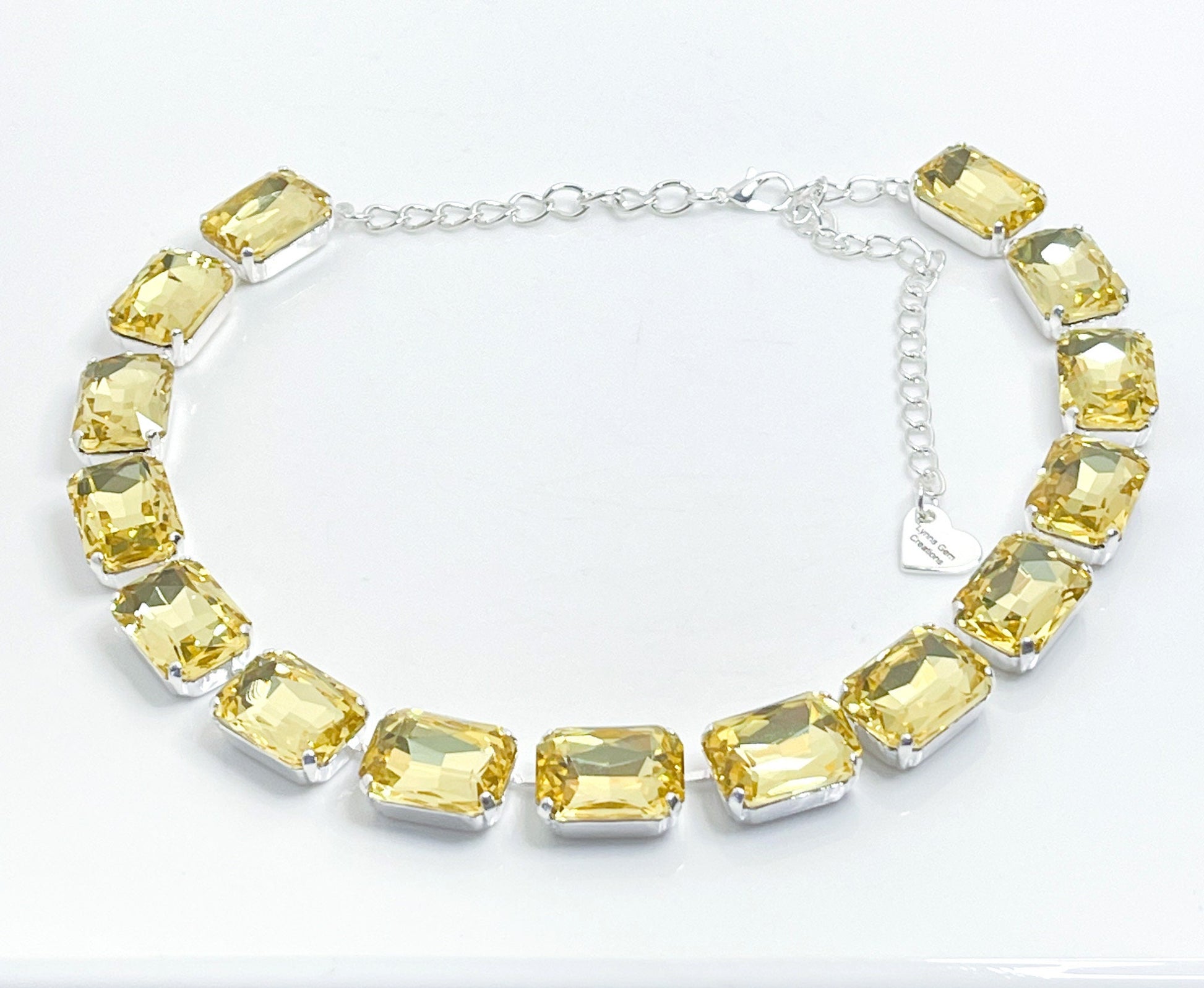 Yellow Georgian Collet Necklaces, Crystal Choker, Anna Wintour Style, Clear AB Riviere Necklace, Statement Necklaces for Women