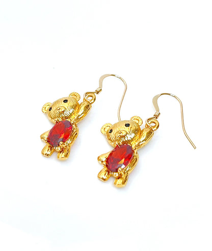 Cute Teddy Crystal Earrings | Dainty Bear Jewellery | 14kt Gold Filled | Teddy Lovers Jewelry