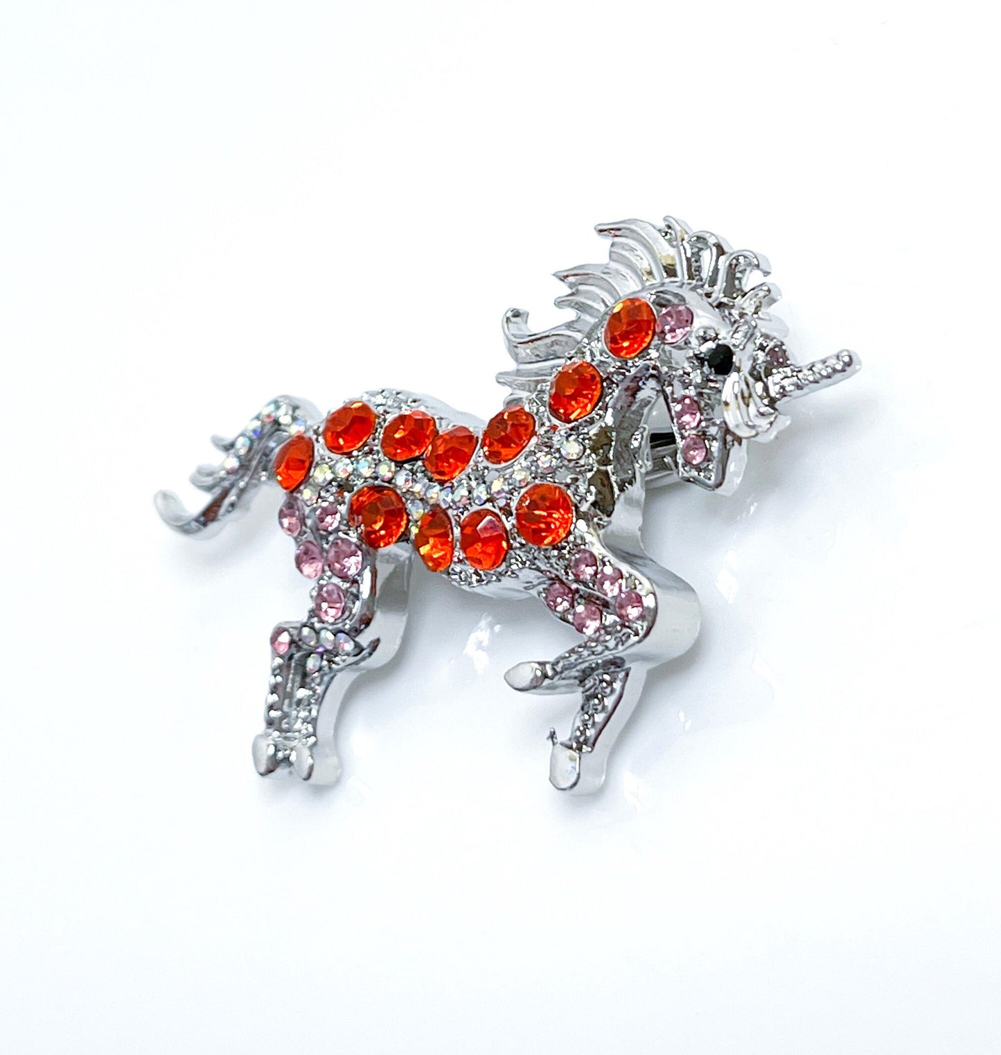 Red Crystal Unicorn Brooch | Gift for Unicorn Lovers | Crystal Fantasy Pin 