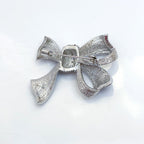 Vintage Style Blue Crystal Spotted Bow Brooch | Rhinestone Crystal Ribbon Pin