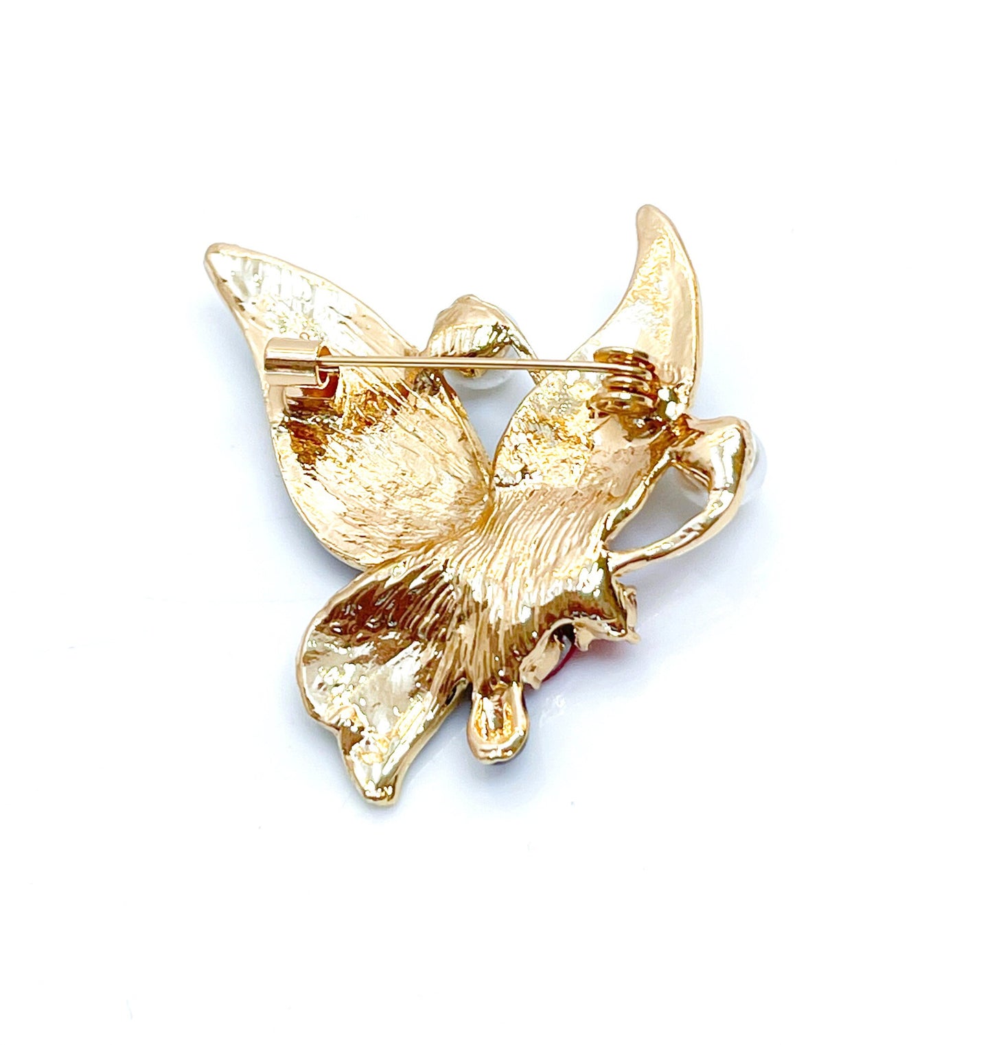 Pretty Multicolour Butterfly Brooch | Butterfly with Pearls | Enamel Jacket Pin