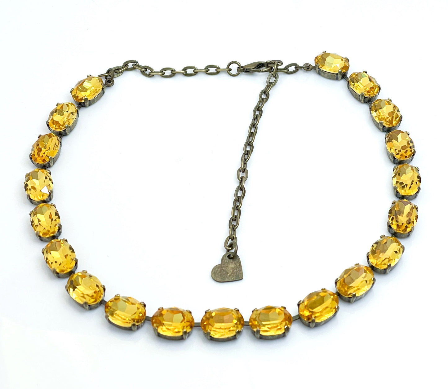 Yellow Georgian Collet Necklaces, Crystal Choker, Anna Wintour Style, Clear AB Riviere Necklace, Statement Necklaces for Women