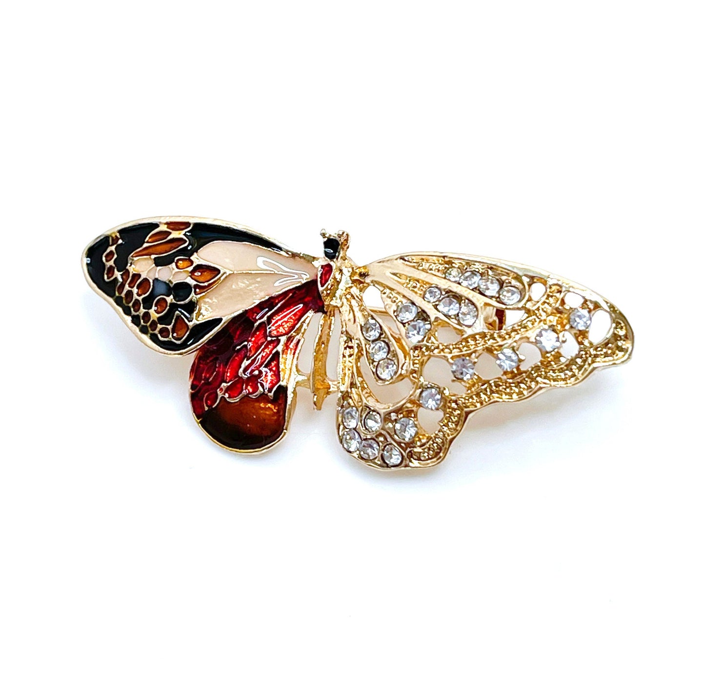 Pretty Butterfly Brooch | Vintage Crystal Enamel Brooch