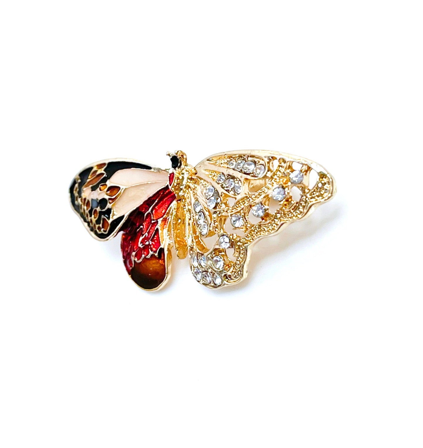 Pretty Butterfly Brooch | Vintage Crystal Enamel Brooch