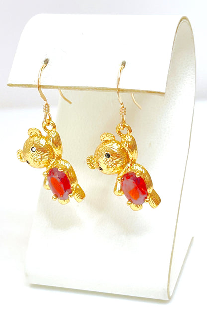 Cute Teddy Crystal Earrings | Dainty Bear Jewellery | 14kt Gold Filled | Teddy Lovers Jewelry