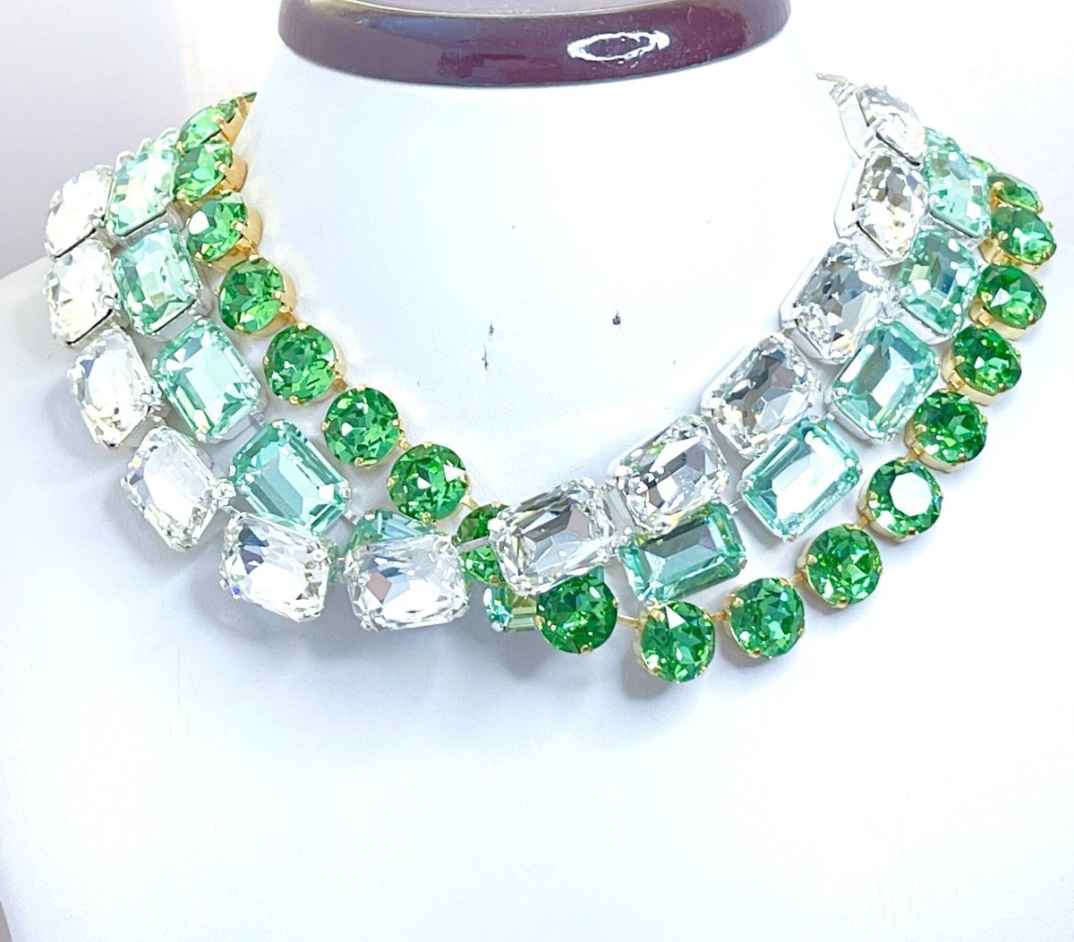 Mint Green Clear Georgian Collet Necklaces | Anna Wintour Style