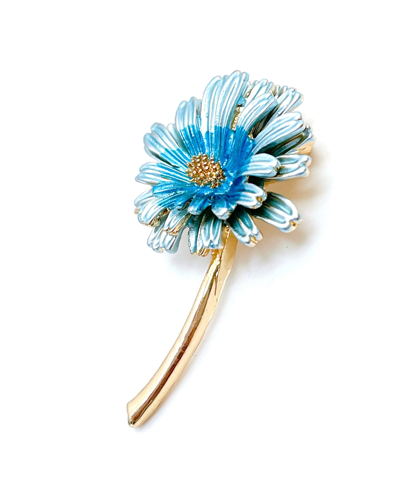 Pretty Blue Daisy Brooch | Ombre Blue Flower Jacket Pin