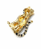 Gold Sitting Tiger Brooch, Gift for Animal Lovers, Tiger with Black Strips Jewelry, Brooches For Women