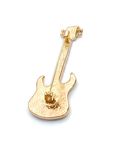 Black Gold Flame Guitar Brooch | Unisex Jewellery | Music Lovers Gift