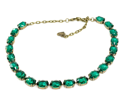 Emerald Peridot Georgian Collet Necklaces, Crystal Choker, Anna Wintour Style, Yellow Riviere Necklace, Statement Necklaces for Women