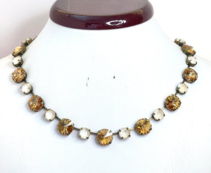 Light Topaz Georgian Collet Necklace | Austrian Crystal Choker | Anna Wintour Style | Riviere Necklace