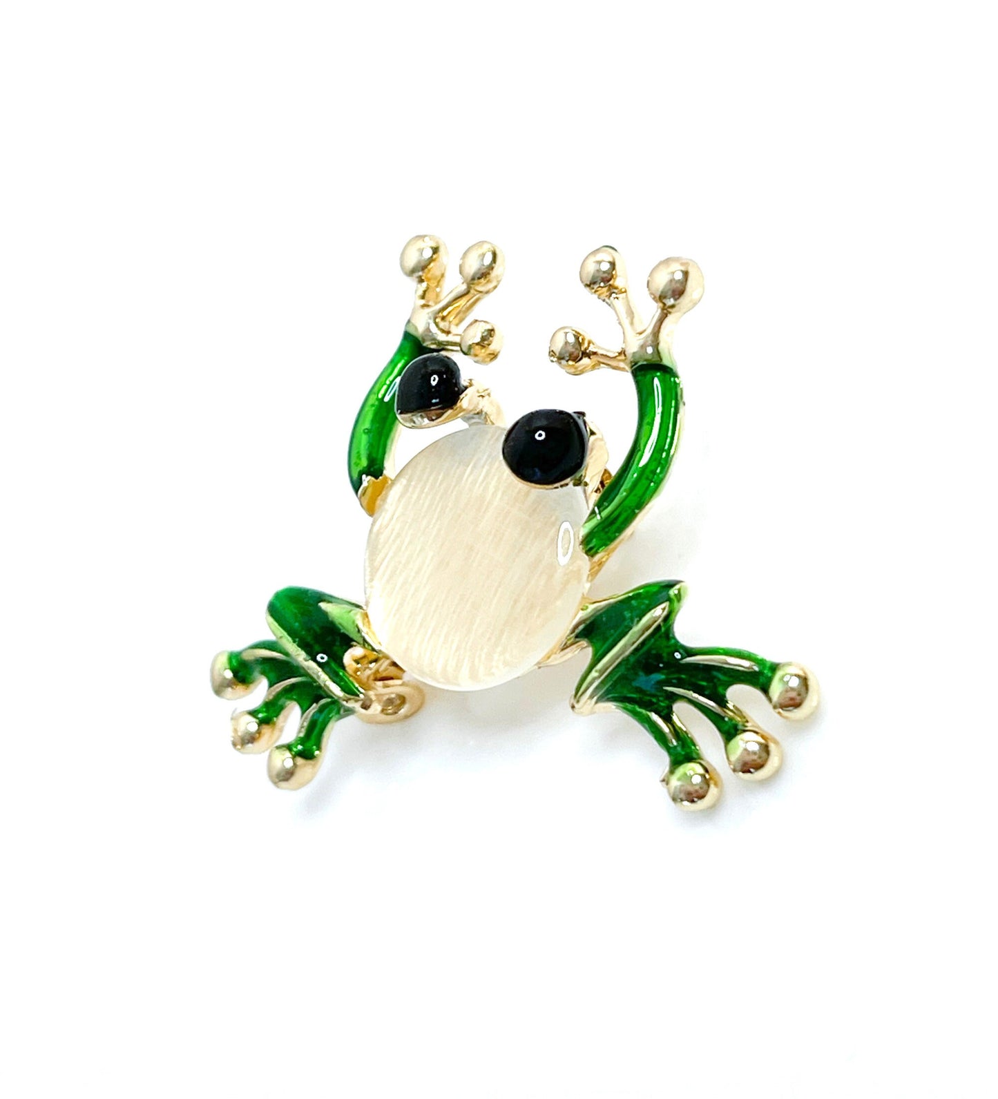 Cute Frog Brooch | Opal Frog Pin