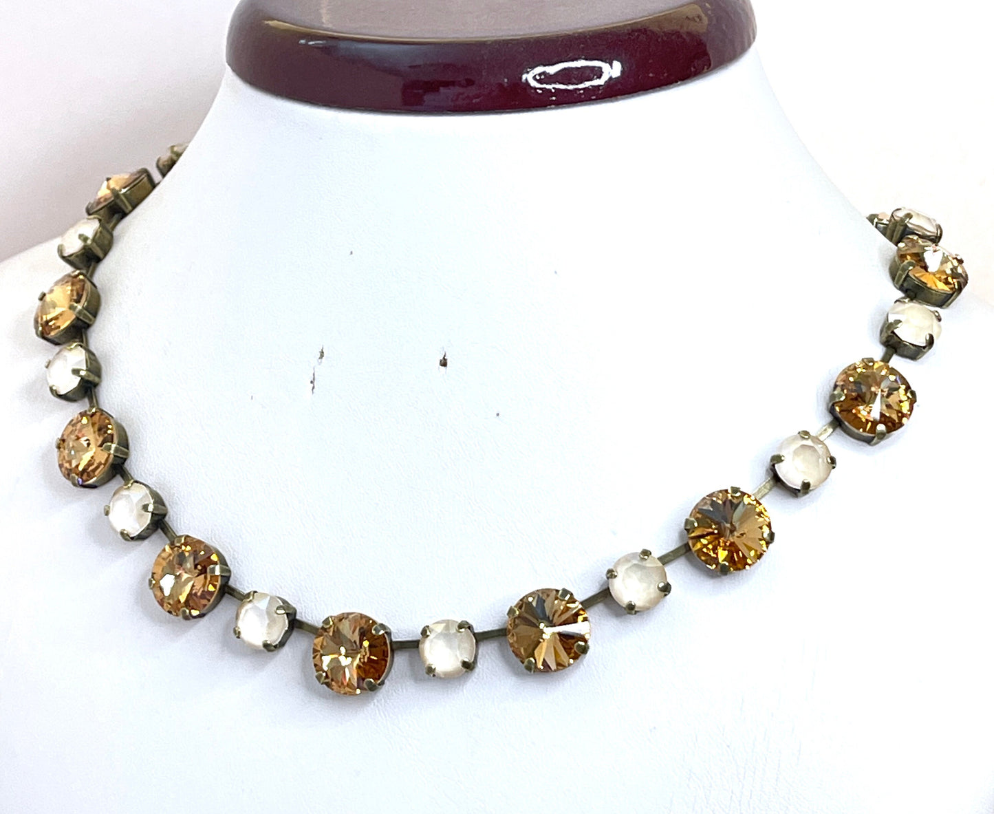 Light Topaz Georgian Collet Necklace | Austrian Crystal Choker | Anna Wintour Style | Riviere Necklace