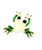 Cute Frog Brooch | Opal Frog Pin