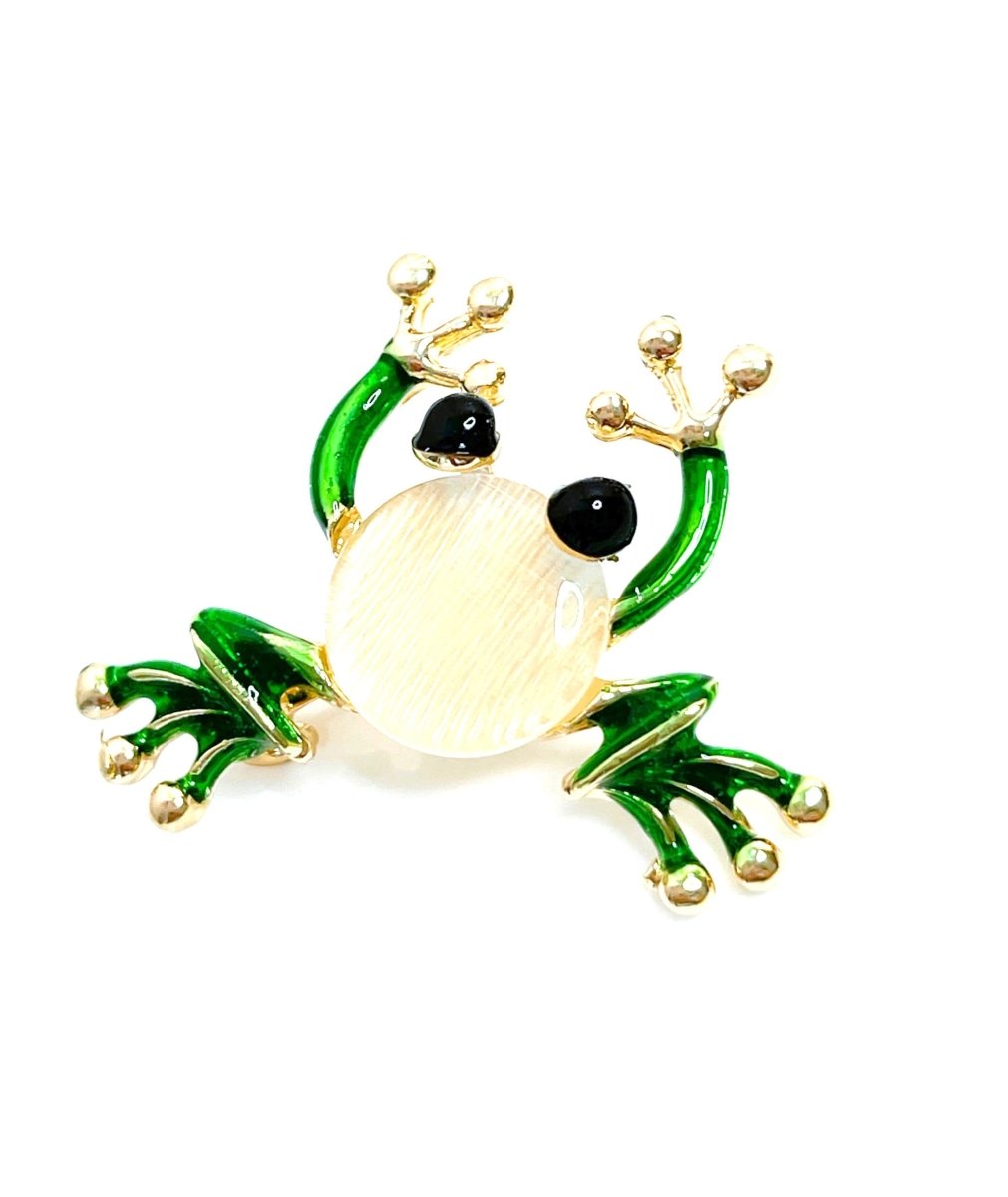 Cute Frog Brooch | Opal Frog Pin