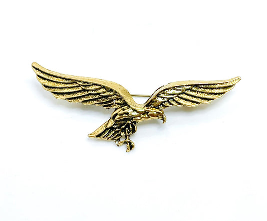 Antique Gold Eagle Brooch | Unisex Jewellery | Vintage Style Bikers Pin
