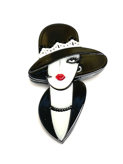 Paris Style Fashion with Cloche Hat Brooch, Vintage Style, Fashion Pin for Jacket Scarf, Large Brooch, Brooches For Women