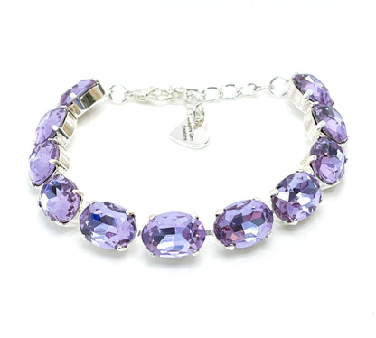 Violet Crystal Bracelet | Silver Plated | Oval Purple Tennis Bracelet | Georgian Bracelet